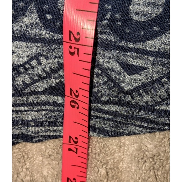 Lucky Brand Top Large Blue‎ Silver Print Scoop Neck 3/4 Sleeve Blouse - Picture 7 of 9